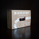 Upcycled bicycle chain bracelet orange-blue Ardennes