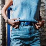 Ceinture Belt Pompier Bleue - Boucle Laiton