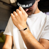 Upcycled bicycle chain bracelet grey-coral Vosges