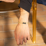 Yellow upcycled bicycle chain bracelet Les Ecrins