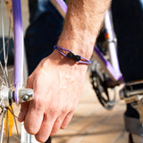 Upcycled bicycle chain bracelet purple Los Andes