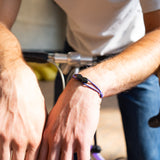 Upcycled bicycle chain bracelet purple Los Andes