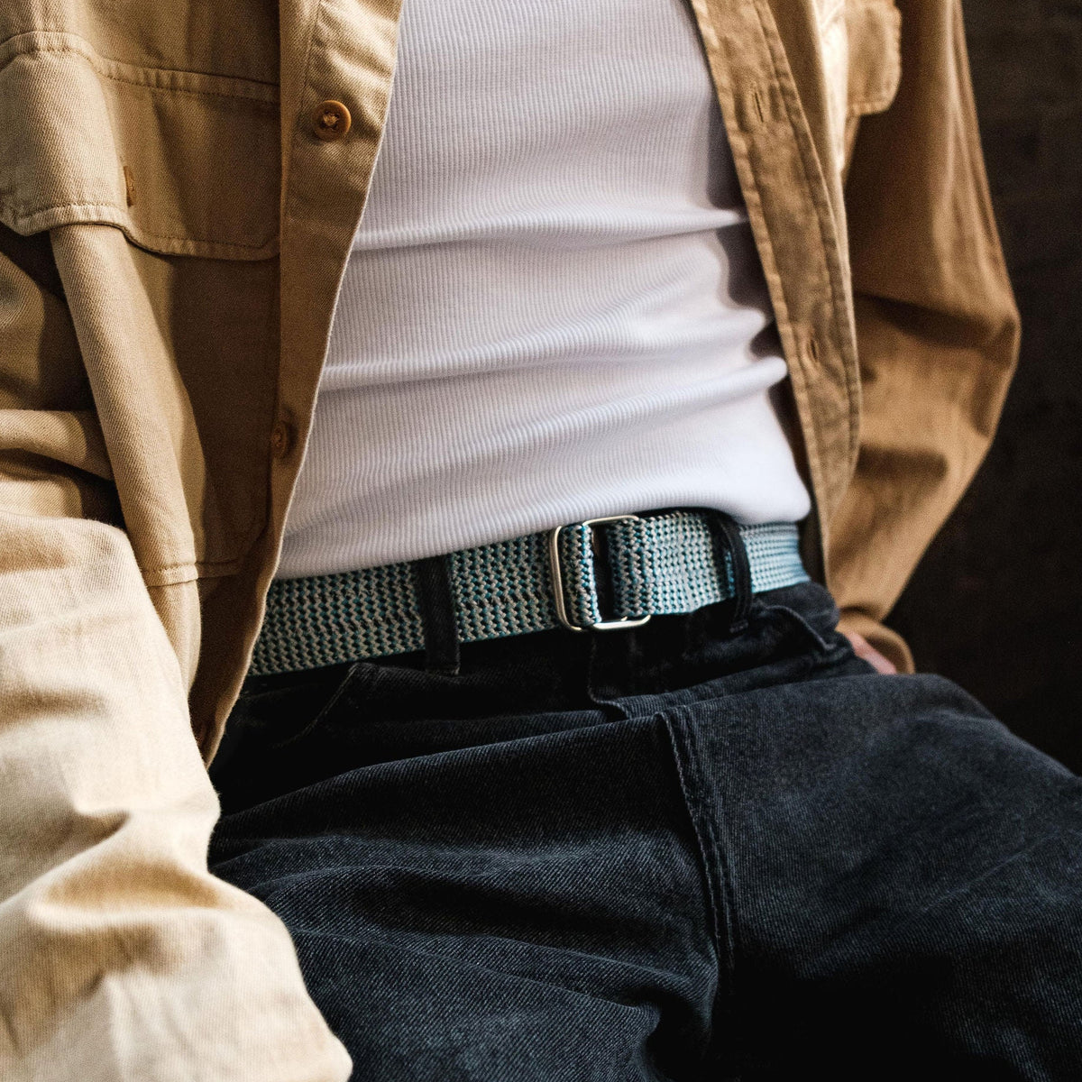 Ceinture Belt corde triple - tricolore bleue