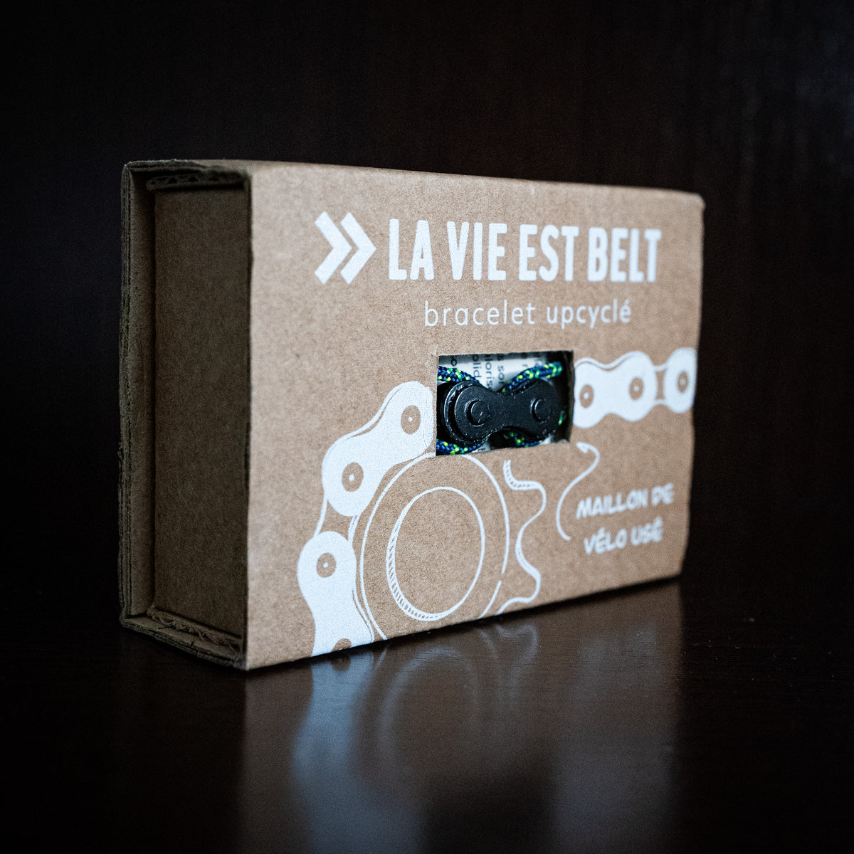 Bracelet upcyclé chaîne de vélo bleu-vert Carpates