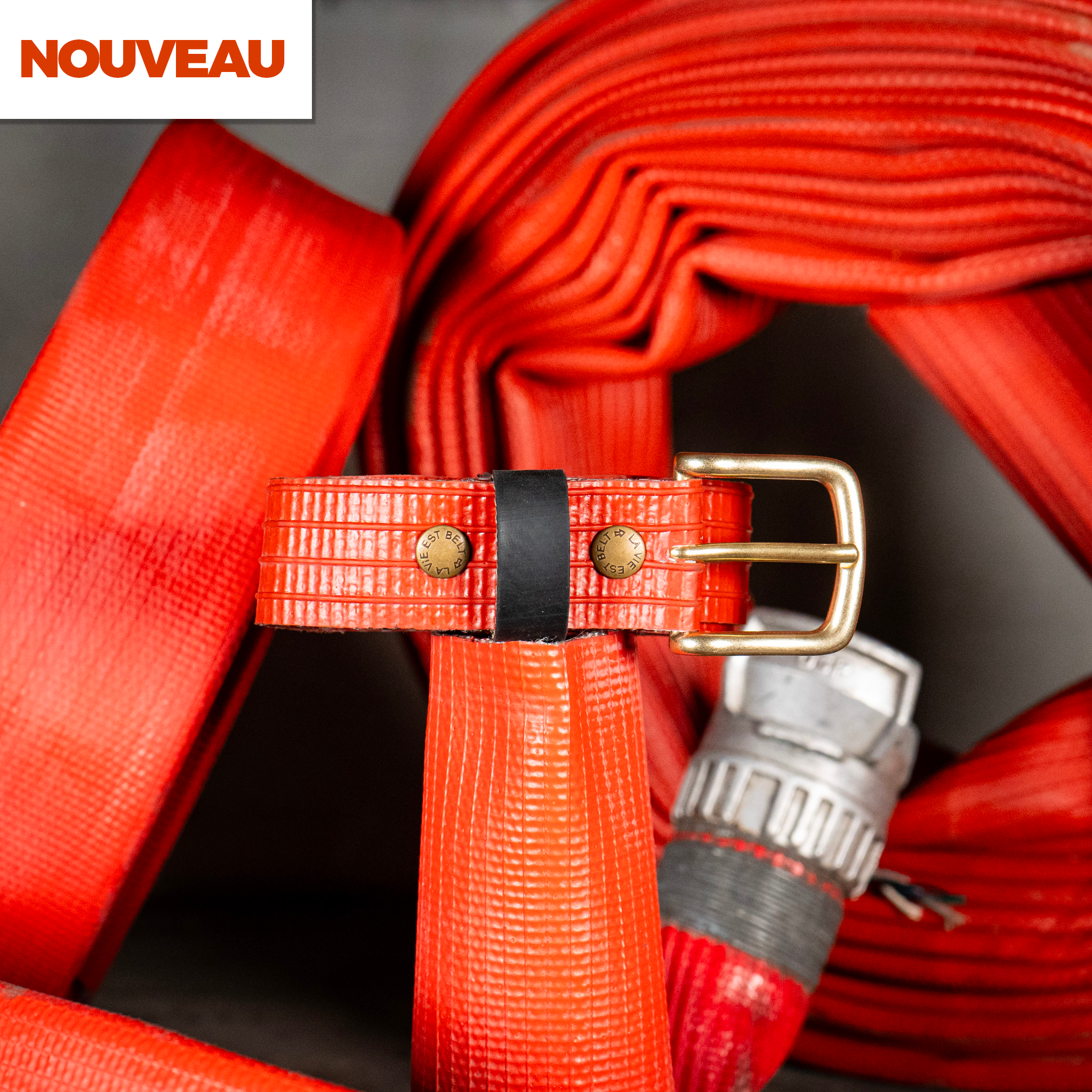 Ceinture Belt Pompier Rouge - Boucle Laiton