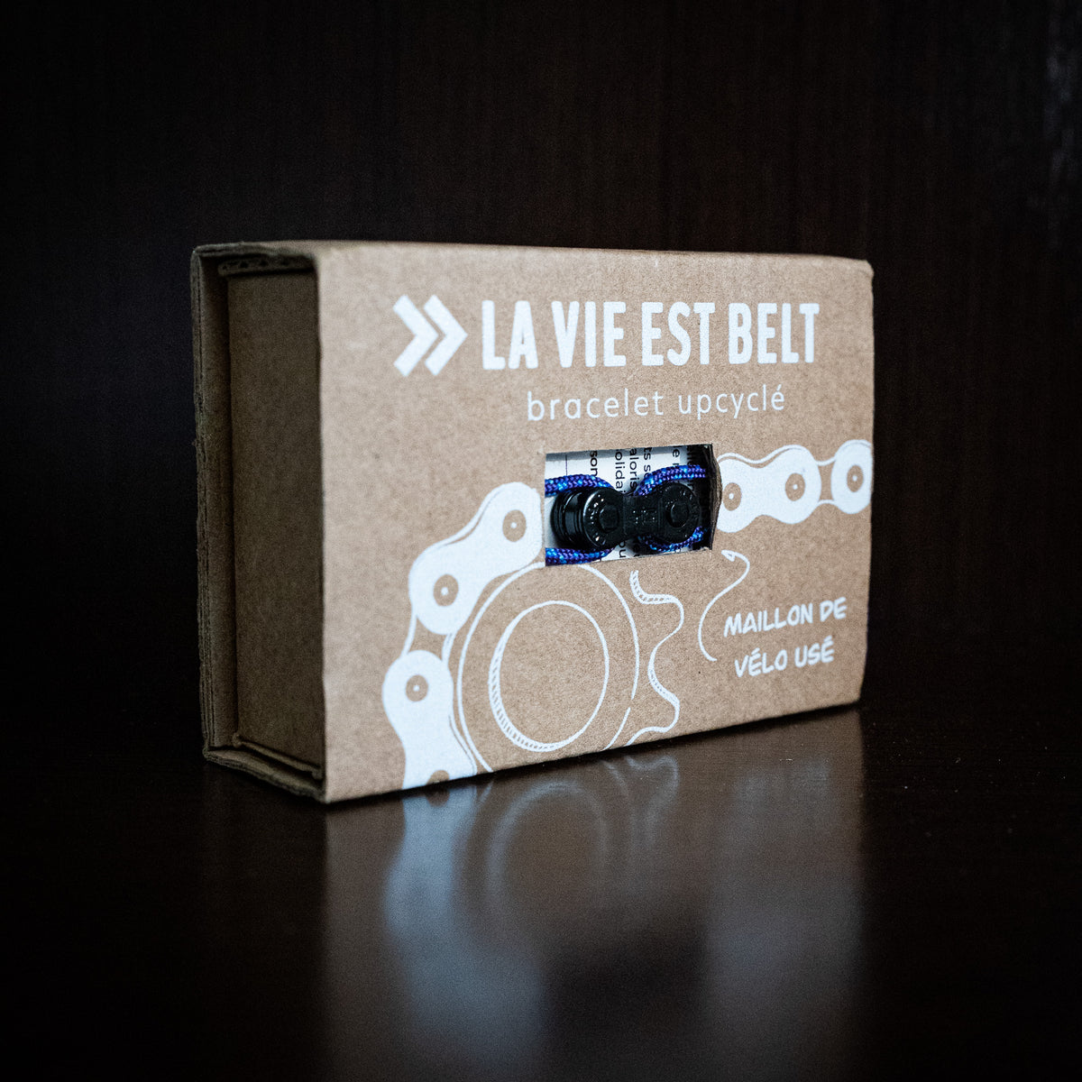 Bracelet upcyclé chaîne de vélo violet Los Andes