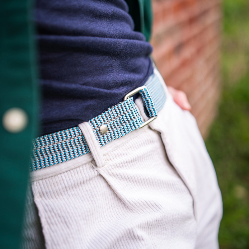 ceinture en corde d'escalade triple de couleur bleu blanche et noir