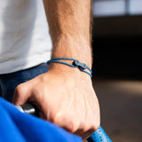 Bracelet upcyclé chaîne de vélo bleu Appalaches