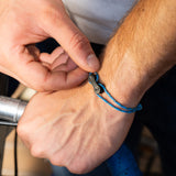 Bracelet upcyclé chaîne de vélo bleu Appalaches