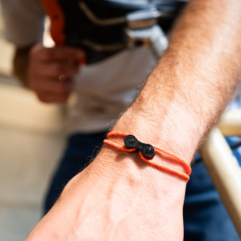 Bracelet upcyclé chaîne de vélo corail Himalaya