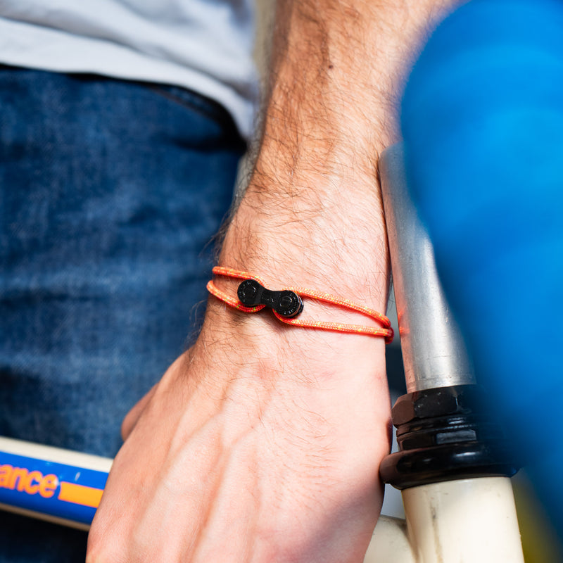 Bracelet upcyclé chaîne de vélo corail Himalaya