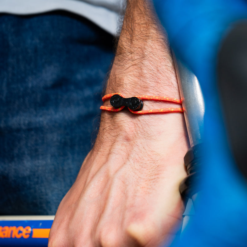 Bracelet upcyclé chaîne de vélo corail Himalaya