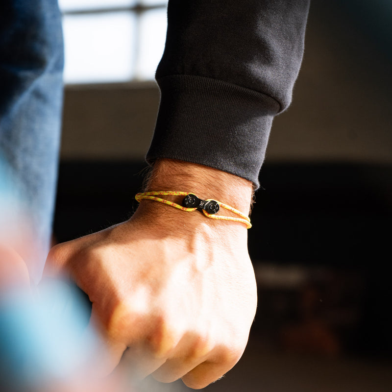 Bracelet upcyclé chaîne de vélo jaune corail Atlas