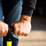 Bracelet upcyclé chaîne de vélo jaune corail Atlas