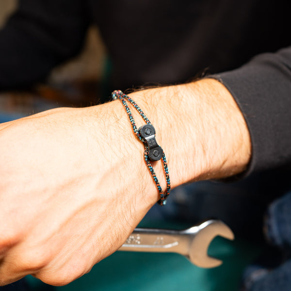 Bracelet upcyclé chaîne de vélo noir Dolomites