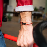 Bracelet upcyclé chaîne de vélo rouge Jura