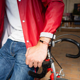 Bracelet upcyclé chaîne de vélo rouge Jura