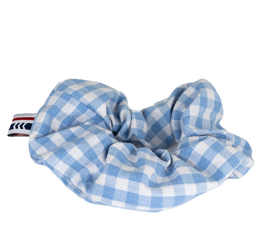 Upcycled blue flower scrunchie - Stella Plage
