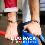 DUO PACK rouge/bleu - Bracelet upcyclé chaîne de vélo