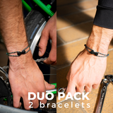 DUO PACK bleu-vert/noir - Bracelet upcyclé chaîne de vélo