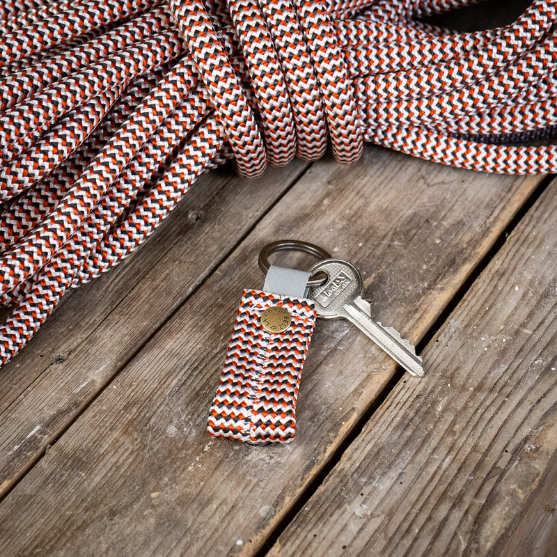 Red, black and white climbing rope Keychains with one key