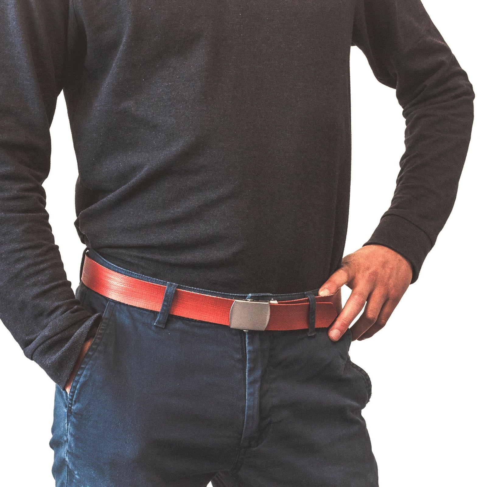 Ceinture Pompier rouge en tuyaux de lance incendie La Vie est Belt