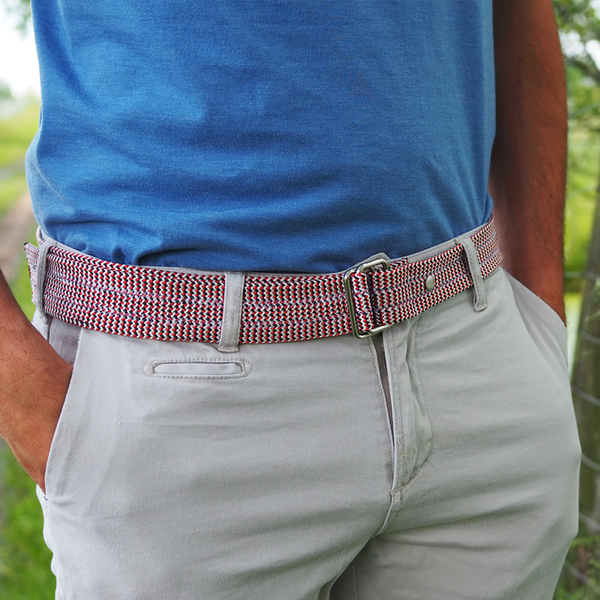 Belt from triple rope - red tricolour